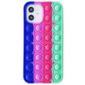iPhone 12 - Skyddande Fidget Pop It Silikonskal Blå-Rosa-Grön