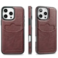 Pikkukuva 6 / 11: iPhone 16 Pro Max - Slimmat Kortfacksskal i Läder Ljusbrun