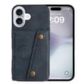 iPhone 17 Exklusivt Skyddsskal med Kortfack  Retro Design & PU-Läder Blå