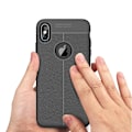 Miniatyrbillede 6 af 9: Skyddande Silikonskal (Litchi) till iPhone XS Max Grå