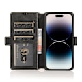Miniatyrbild 1 av 11: iPhone 15 Plus - Elegant Flip Wallet Skinnfodral Svart