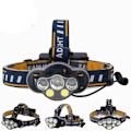 Miniatyrbild 1 av 11: Kraftfull Praktiskt Pannlampa T6 COB LED Svart