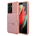 Miniatyrbilde 2 av 5: Samsung Galaxy S21 Ultra - Elegant Smidigt Skal med Korthållare Blå