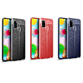 Miniatyrbild 6 av 9: Samsung Galaxy A21S - Stilsäkert Litchi-Design Skal Mörkblå