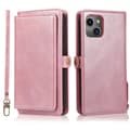 iPhone 15 Plus - Luksuriøst Pungetui i Læder med Kortholder Roséguld