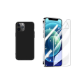 Miniatyrbilde 3 av 11: iPhone 13 - 1 Set Mattbehandlat Tunt Skal & Hydrogel Skärmskydd Svart