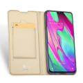 Pikkukuva 11 / 11: Samsung Galaxy A40 - Stötdämpande Slittåligt Plånboksfodral Guld Guld