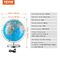 Miniatyrbild 2 av 6: Upplyst jordklot med stativ-VEVOR-330,2 mm-rotation-LED-Heavy Metal Base-Learning Geografi i klassen