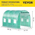Miniatyrbild 2 av 6: Tunnel Trädgårdsväxthus - VEVOR - Tunnelväxthus Galvaniserad ram Vattentät täckväxter 3x2,1x2,1 m Grön