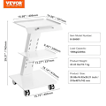 Miniatyrbild 2 av 4: Laboratorievagn-VEVOR-510x407x742mm-Integrerat grepp 3 lager-Belastning 100 kg svängbara hjul-Laboratorium,klinik,salong