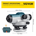 Miniatyrbild 2 av 6: Optisk automatisk nivå-VEVOR-24X Professionell byggplatsnivå 40 mm öppningsbar självnivellerande magnetisk kompensator