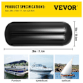 Miniatyrbild 2 av 6: Stänkskärmar-VEVOR-4st-10"x28"-Mellanhål-4 rep-Lätt blåsa upp-Installera-Skydda kanoter Pontonger Båtar Dock-Svart