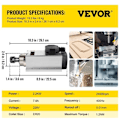 Miniatyrbild 2 av 4: Spindelmotor-VEVOR-luftkyld fyrkantig 2,2 kW Spindelmotor 24000 RPM ER20-för gravyrmaskin Frekvensomvandlare