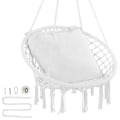 Miniatyrbild 1 av 6: Hängfåtölj-VEVOR-Belastning 150 kg-Macramé Vridbar Hängstol, Dyna-för sovrum, Trädgård, Inomhus, Utomhus-Vit
