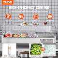 Miniatyrbild 3 av 6: Kyld saladette till ställ-VEVOR-140 W-2 1/3,4 1/6 Pans-304 Rostfritt stålkropp, PC-lock-Smörgåsberedningsingredienser