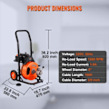 Miniatyrbild 2 av 4: Electric Pipe Unblocker - VEVOR - Auto Power Pipe Cleaning Machine 30 m x 9,5 mm