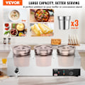 Miniatyrbild 3 av 6: Soup Warmer 3 x 7 L-VEVOR-Elektrisk Soup Station 1200 W-Anti-Dry Burning and Reset Button, Bufférestaurang