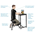 Miniatyrbild 4 av 4: Ergonomisk knäpall VEVOR 120 kg Justerbar sits knästödsstol på hjul 53-71 cm Svart