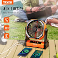 Miniatyrbild 3 av 4: Bärbar fläkt - VEVOR - 219 x 98 x 258 mm, USB-laddning, Med LED-ljus, 4-stegs justerbar roterande ljudlös