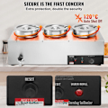 Miniatyrbild 5 av 6: Soup Warmer 3 x 7 L-VEVOR-Elektrisk Soup Station 1200 W-Anti-Dry Burning and Reset Button, Bufférestaurang
