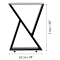 Miniatyrbild 2 av 4: 2 bordsben - VEVOR - 71 x 61 cm - Form 8 - Max belastning 1000 KG - Möbelben i stål - Svart