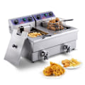 Miniatyrbild 1 av 6: Kommersiell elektrisk fritös -VEVOR - Oljefritös 2 tankar i rostfritt stål 12 L 6000 W