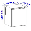 Miniatyrbillede 4 af 4: Sirge FRIGO38L0DB Minikøleskab 38L Sort Minibar - Vendbar hængslet dør - L43 x H51 x D41cm [Energiklasse F] Svart