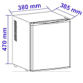 Miniatyrbillede 3 af 4: 25 liters køleskab Sort lydløs termoelektronisk uden kompressor Frigobar Mini Køleskab Frigo-Bar - 38x38,5x47 cm - Klasse é Svart