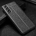 Miniatyrbillede 5 af 6: Litchi Texture Soft TPU Taske til Samsung Galaxy S22 - Sort Black