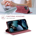 Pikkukuva 6 / 9: AUTSPACE A01 Retro Wallet Case for iPhone 13 Pro - Red Red
