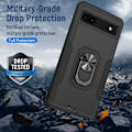 Pikkukuva 3 / 8: Google Pixel 6A iskunkestävä TPU+PC Kickstand -puhelinkotelo autoteline metallilevy - musta Black