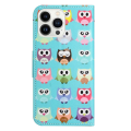 Miniatyrbillede 5 af 6: Til iPhone 15 Pro Wallet Stand Case Telefoncover - Ugler Blue