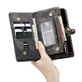 Miniatyrbild 9 av 11: CASEME Samsung Galaxy S21 Retro läder plånboksfodral - Grå/Svart Svart