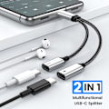 Miniatyrbillede 3 af 5: USB-C han til dobbelt USB-C hun splitter kabel hurtig opladning Black