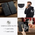 Miniatyrbillede 8 af 11: AUTSPACE A01 Retro tegnebog taske til Samsung Galaxy S23 Ultra - Sort Black
