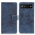 Miniatyrbillede 7 af 8: Retro tegnebog stativetui til Google Pixel 6a - Mørkeblå Dark blue
