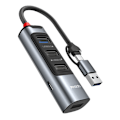 Miniatyrbillede 1 af 11: USB + USB-C Hub Adapter Converter USB 3.0 + 3xUSB 2.0 + PD 100W Black