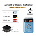 Pikkukuva 7 / 7: MUXMA-kortinpidikkeen rengasteline RFID-estävä liimainen luottokorttipaikka - sininen Blue