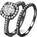 Pikkukuva 1 / 4: Pinottava 2 sormusta Cubic Zirkonia - koko 9 / Musta Black