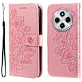 Pikkukuva 1 / 7: Xiaomi Redmi 14C Lompakkokotelo Kukka-Designilla ja Telineominaisuudella Pink
