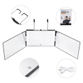 Miniatyrbild 4 av 8: Spegel 360-graders vy 3-sidor infällbar frisörspegel LED-ljus Silver