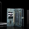Miniatyrbild 7 av 11: CASEME Samsung Galaxy S21 Ultra Retro läder plånboksfodral - Blå Blå