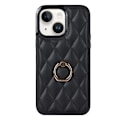 Miniatyrbillede 2 af 9: iPhone 14 Etui Rhombus Grid Pattern Bagcoverring Kickstand - Sort Black