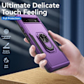 Miniatyrbillede 2 af 8: Google Pixel 6A Stødsikker TPU+PC Kickstand Telefonetui Bilmonteret Metalplade - Lilla/Sort Purple