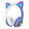 Miniatyrbild 1 av 2: Bluetooth Over Ear Music Headset Glowing Cat Ear - Blå Blå