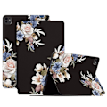 Miniatyrbild 1 av 7: Till iPad Pro 11 (2024) Fodral Flip Stativ Smart Surfplattefodral - Black Flower multifärg