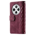 Pikkukuva 9 / 9: Xiaomi Redmi 14C Zipper Wallet Case Rhombus Stitching Line Puhelinsuojus Red