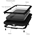 Miniatyrbild 4 av 4: iPhone 14 Pro LOVE MEI Kraftfullt stötsäkert fodral metall+silikon härdat glas Svart