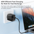 Miniatyrbild 7 av 9: TOOCKI USB-C till USB-C-kabel USB+iP+Micro USB-adaptrar fodral Svart