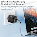 Miniatyrbillede 7 af 9: TOOCKI USB-C til USB-C kabel USB+iP+Micro USB Adapter Case Black